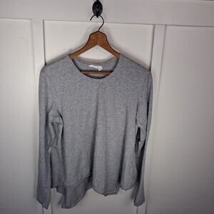 Wilt 100% Cotton Gray Twisted Crew Long Sleeve Shirttail Tee Medium Capsule